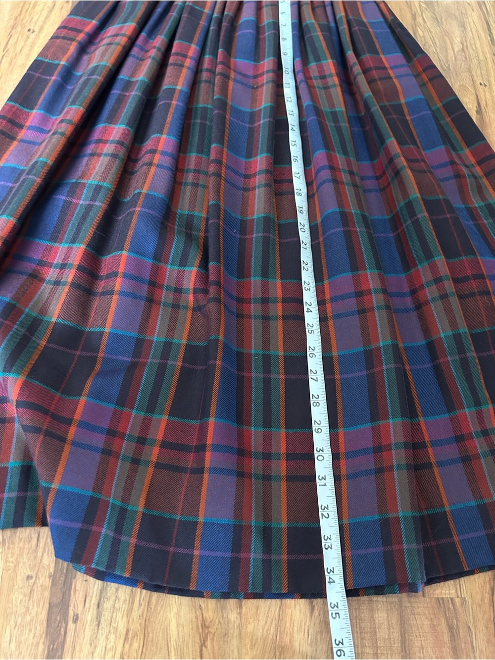Vintage Ralph Lauren 100% Wool USA Made Pleated Plaid Midi Skirt Womens Size 6 - Picture 9 of 9